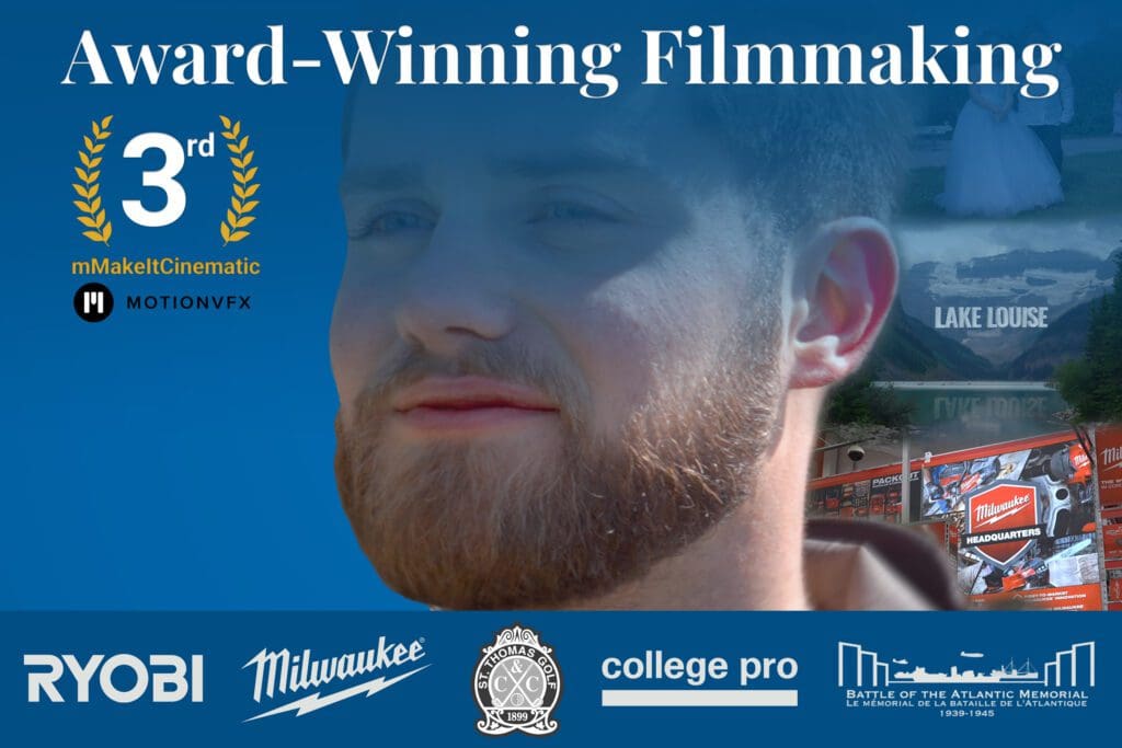 Award-winning filmmaking thumbnail featuring a cinematic close-up of a filmmaker, showcasing logos of prestigious clients we have worked with.