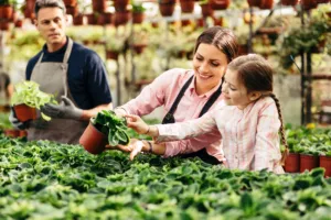 Family working together in their greenhouse business
